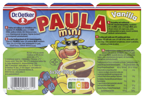 Foto van Dr. Oetker Paula mini vanille met choco vlekken op witte achtergrond