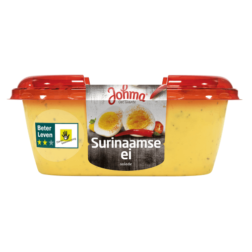 Foto van Johma Surinaamse ei salade op witte achtergrond