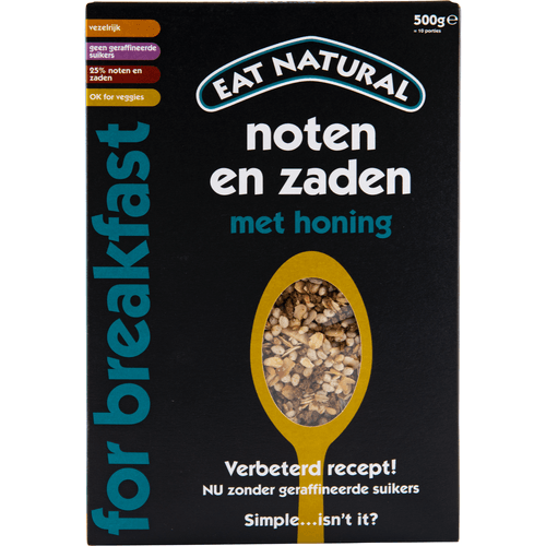 Foto van Eat Natural Breakfast noten & zaden op witte achtergrond