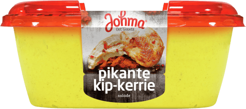 Foto van Johma Salade kip kerrie pikant op witte achtergrond