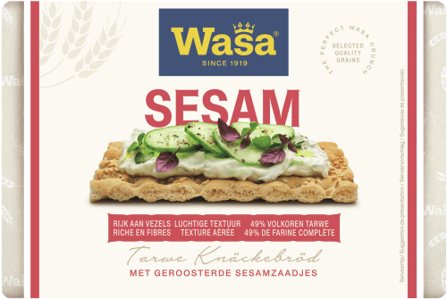 Foto van Wasa Knäckebröd sesam op witte achtergrond