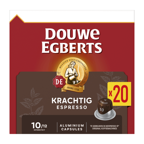 Foto van Douwe Egberts Espresso Krachtig koffiecups voordeelpak op witte achtergrond