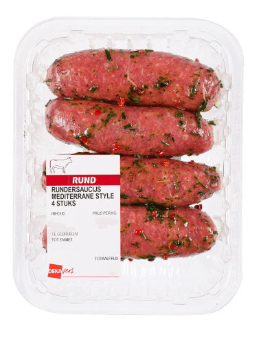 Foto van DekaVers Rundersaucijs mediterraanse knoflook 4 stuks op witte achtergrond