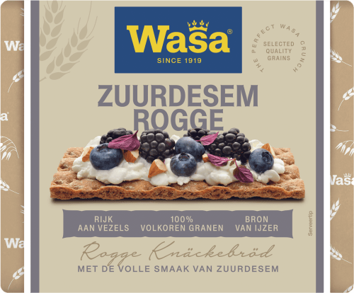 Foto van Wasa Knackebrod zuurdesem rogge op witte achtergrond