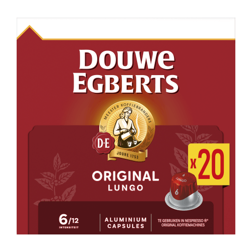 Foto van Douwe Egberts Lungo Original koffiecups voordeelpak op witte achtergrond