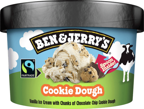 Foto van Ben & Jerry's Cookie dough op witte achtergrond