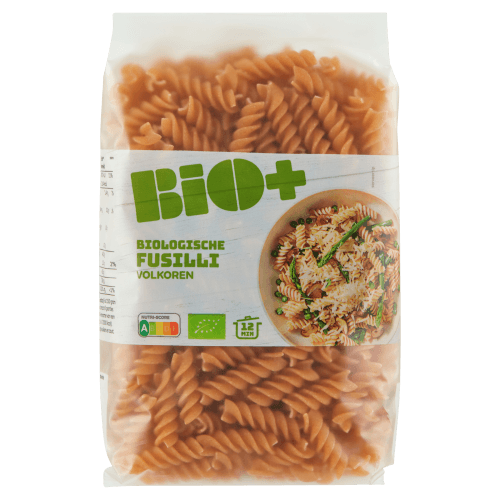 Foto van Bio+ Fusilli volkoren op witte achtergrond