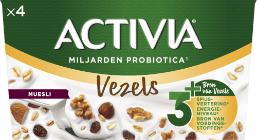 Foto van Activia Yoghurt muesli op witte achtergrond