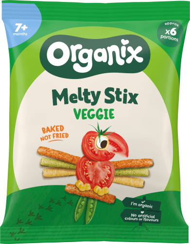 Foto van Organix Melty veggie sticks 7+ maanden op witte achtergrond