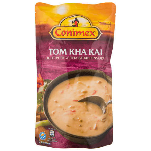 Foto van Conimex Tom kha kai soep op witte achtergrond