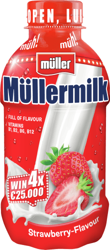 Foto van Müllermilk aardbei op witte achtergrond