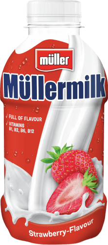 Foto van Müllermilk aardbei op witte achtergrond