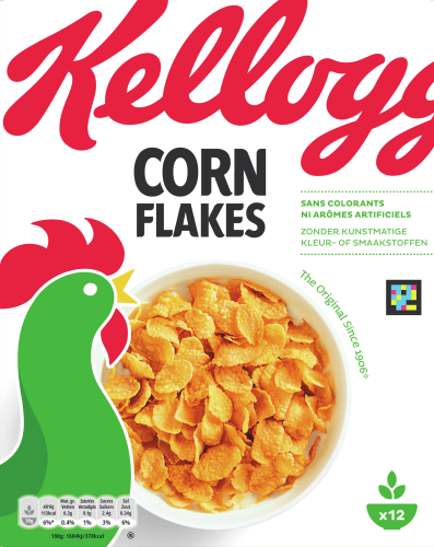 Foto van Kelloggs Cornflakes op witte achtergrond