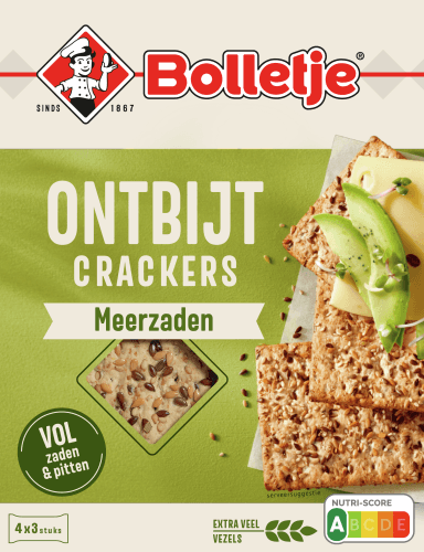 Foto van Bolletje Ontbijtcrackers meerzaden 4 x 3 stuks op witte achtergrond