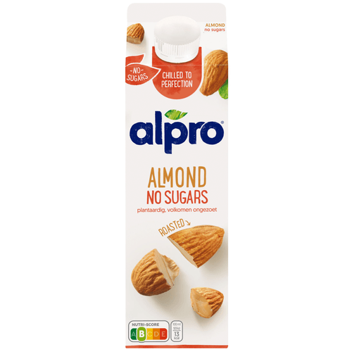 Foto van Alpro Amandeldrink zonder suiker op witte achtergrond