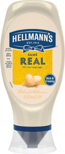 Foto van Hellmann's Real knijpfles op witte achtergrond