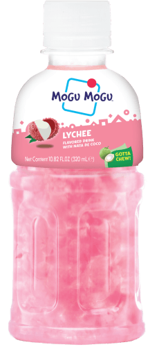 Foto van Mogu Mogu Lychee op witte achtergrond