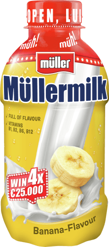 Foto van Müllermilk Banaan op witte achtergrond