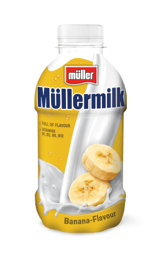 Foto van Müllermilk Banaan op witte achtergrond