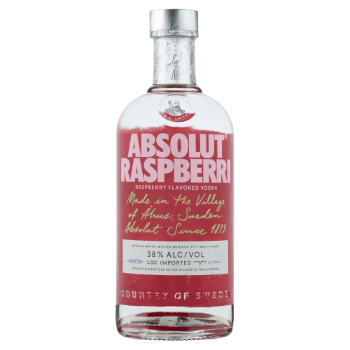 Foto van Absolut Vodka raspberri op witte achtergrond