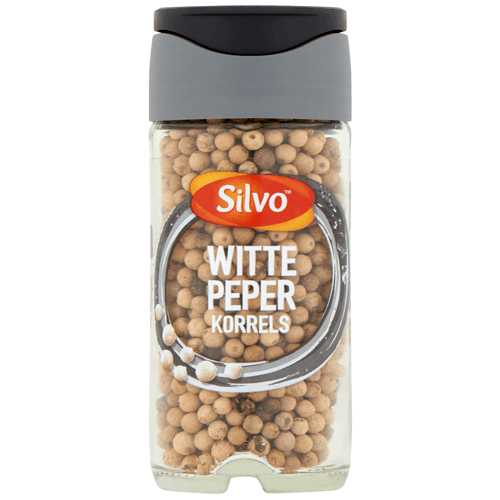 Foto van Silvo Peper wit korrels op witte achtergrond