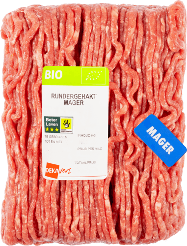 Foto van DekaVers Bio Biologisch rundergehakt mager op witte achtergrond