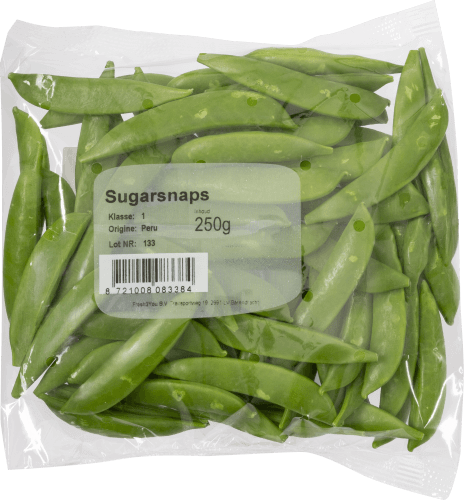 Foto van Eat Me Sugar snaps op witte achtergrond