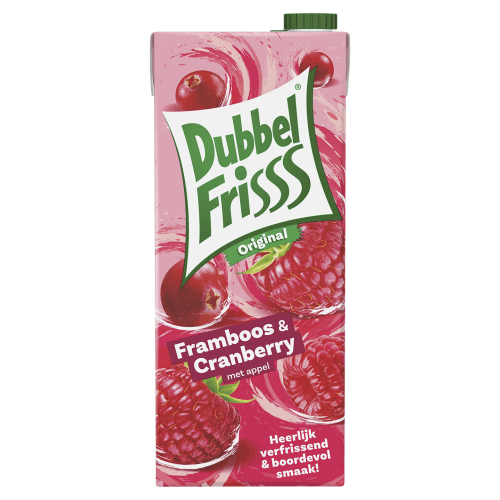 Foto van Dubbelfrisss Framboos-cranberry op witte achtergrond