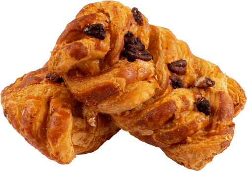 Foto van Vers afbak Pecanbroodje maple op witte achtergrond