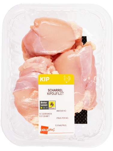 Foto van DekaVers Scharrel kipdijfilet 4 stuks op witte achtergrond