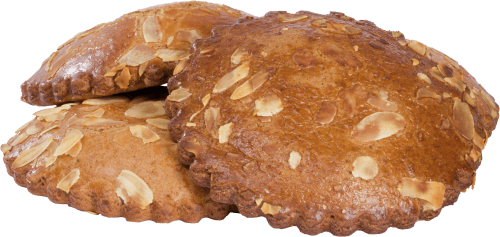 Foto van Speculaas gevulde koek op witte achtergrond
