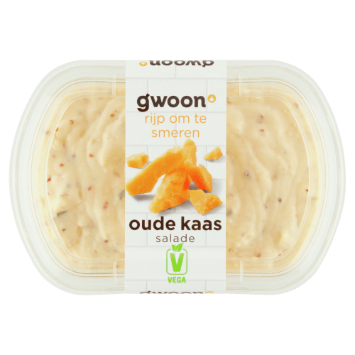 Foto van G'woon Salade oude kaas op witte achtergrond
