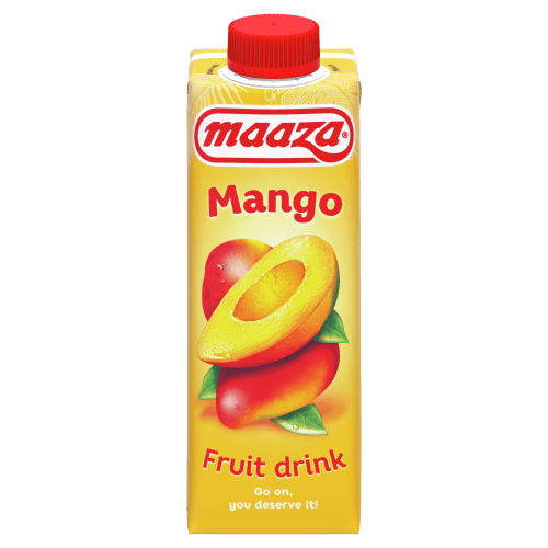 Foto van Maaza Mango drink op witte achtergrond