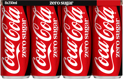 Foto van Coca-Cola Zero 8x25 cl op witte achtergrond