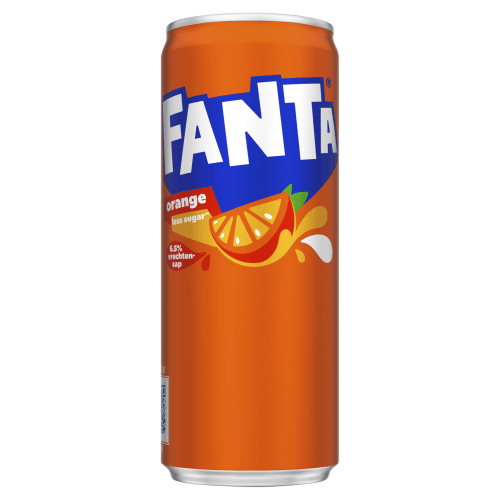 Foto van Fanta Orange op witte achtergrond