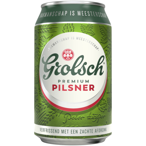 Foto van Grolsch Pilsener op witte achtergrond