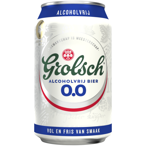Foto van Grolsch Pilsener alcoholvrij op witte achtergrond