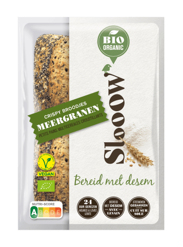 Foto van Slooow BIO Crispy Meergranenbroodjes 4 stuks op witte achtergrond