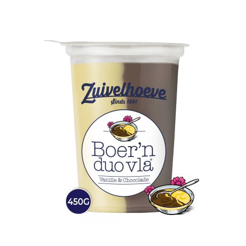 Foto van Zuivelhoeve Boern vla vanille chocolade op witte achtergrond
