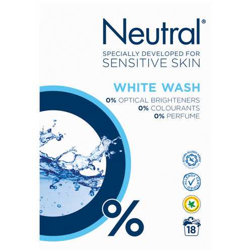 Foto van Neutral Wasmiddel poeder witte was 18 wasbeurten op witte achtergrond