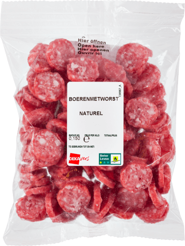 Foto van DekaVers Boerenmetworst naturel op witte achtergrond