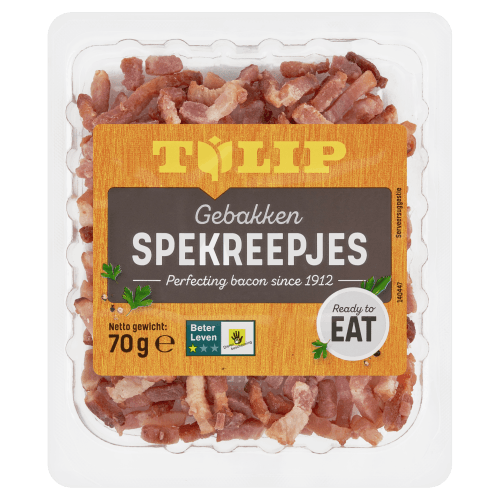 Foto van Tulip Spekreepjes gebakken op witte achtergrond