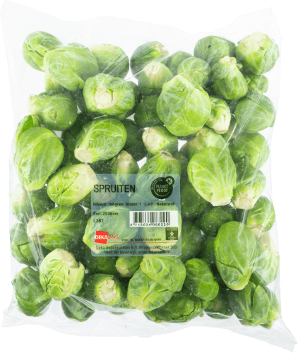 Foto van DekaVers Spruiten verpakt op witte achtergrond