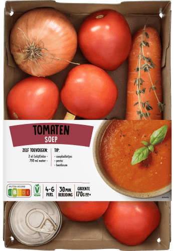 Foto van Verspakket Tomatensoep op witte achtergrond