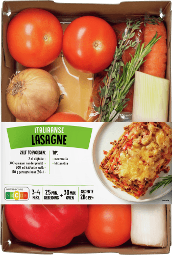 Foto van Verspakket Lasagne op witte achtergrond