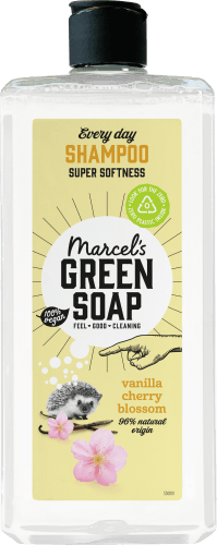 Foto van Marcel's Green Soap Shampoo vanilla cherry blossom op witte achtergrond