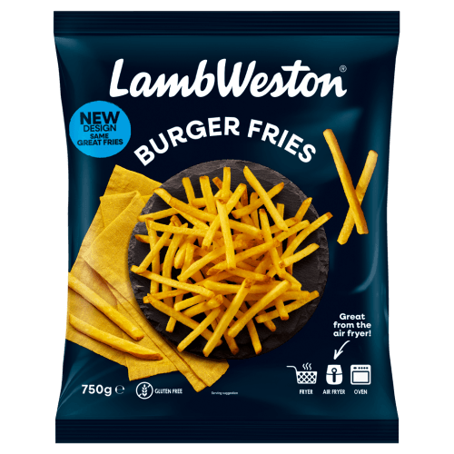 Foto van Lamb Weston Burger fries op witte achtergrond