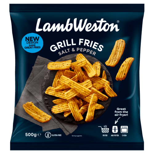 Foto van Lamb Weston Grill fries salt & pepper op witte achtergrond