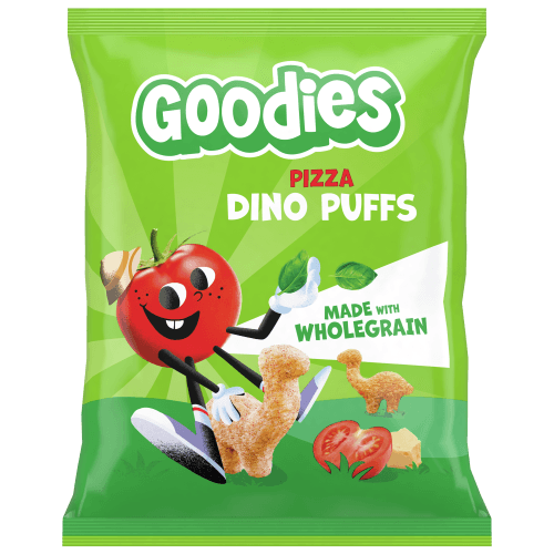 Foto van Goodies Llama puffs pizza op witte achtergrond