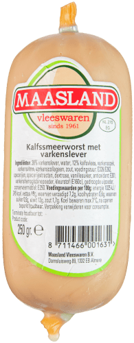 Foto van Maasland Kalfssmeerworst op witte achtergrond
